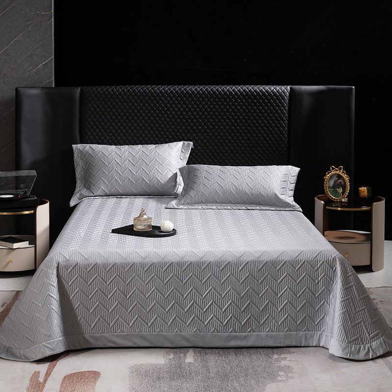 Quilted Chevron Bedspread Set with Reversible Coverlet and Pillow Shams