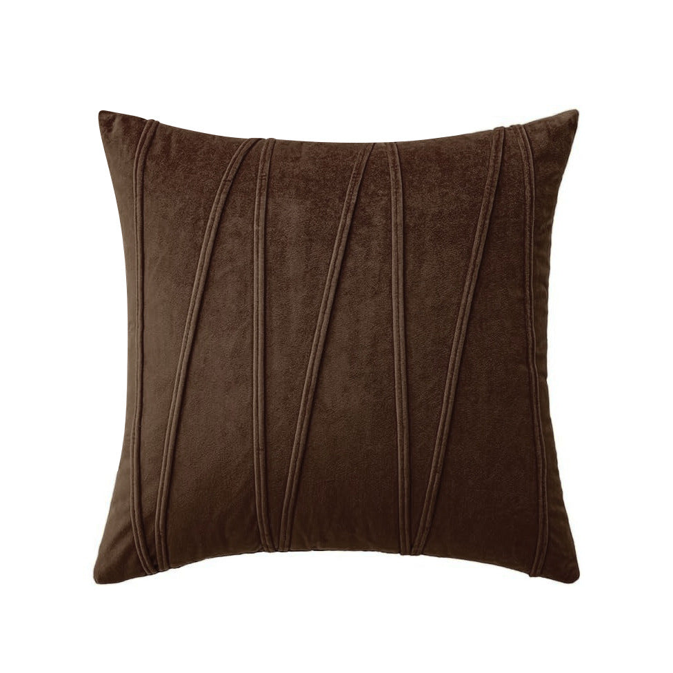 Velvet Pleated Square Decorative Throw Pillow Covers with Channel Stitching