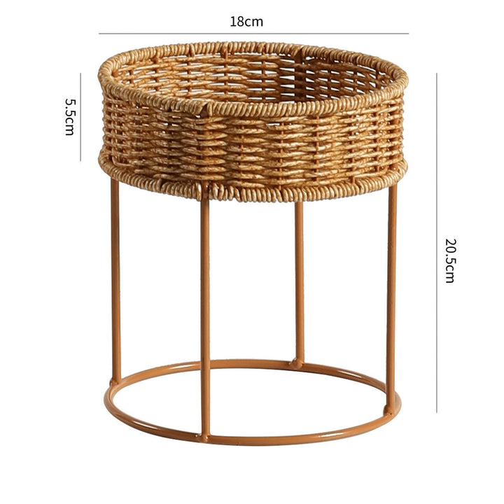 Unisex Modern Plant Stand with Woven Basket and Metal Frame Stornfield
