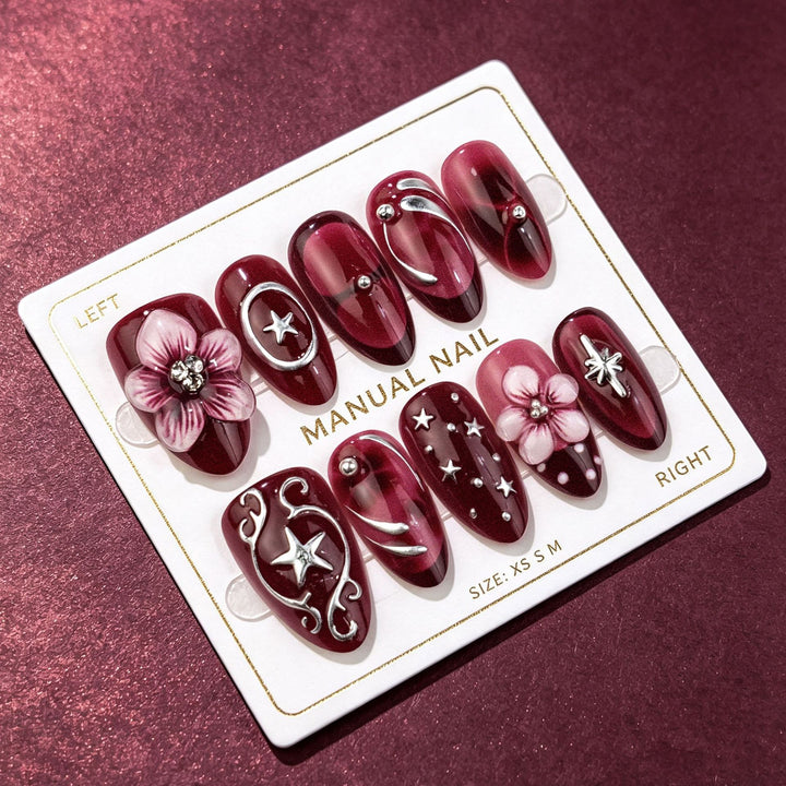 Artistic Floral Press-On Nail Art Set