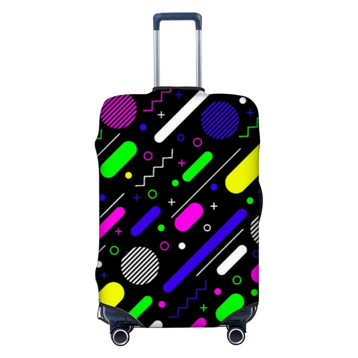 Unisex nan elastic luggage cover with geometric design, stretchable polyester-spandex fabric, zipper opening and non-slip inner securement for trolley Stornfield