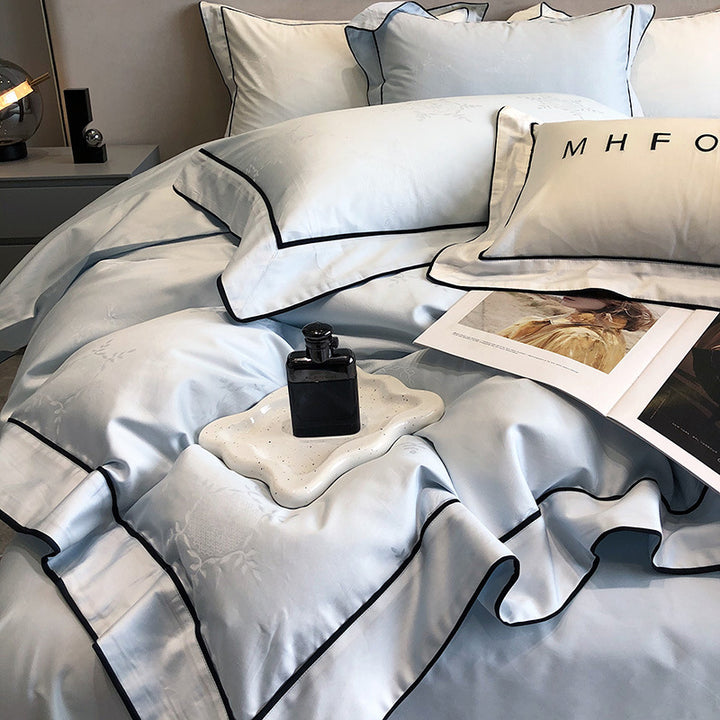 Luxury Cotton-Sateen Duvet Cover Ensemble with Hidden Closure, Corner Ties & Matching Shams