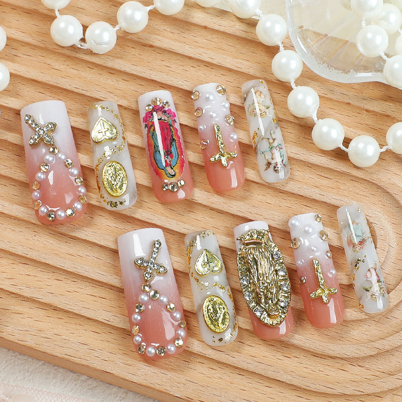 Glamorous artificial nail set with elegant decorations and glitter accents Stornfield