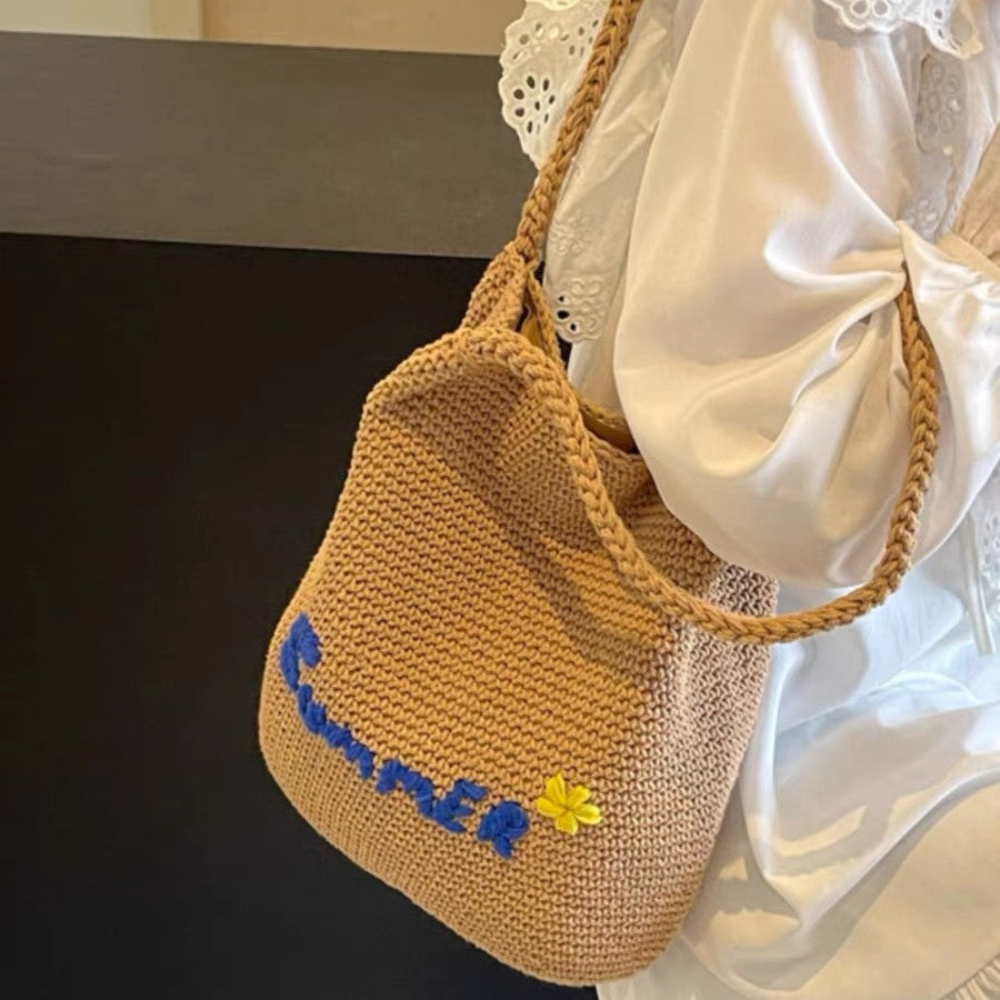 Handcrafted cotton bag with cheerful summer motif Stornfield