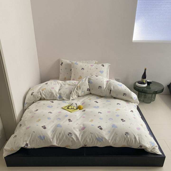 Bedding set made of cotton satin with a cute pastel motif