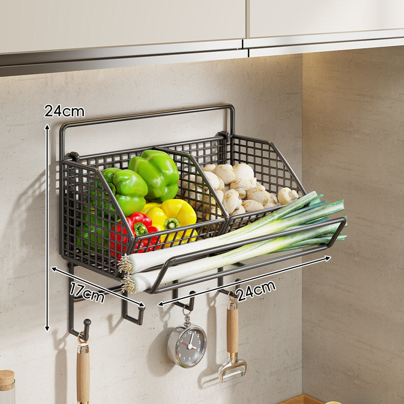 Under-Cabinet Three-Compartment Wire Mesh Kitchen Storage Basket with Front Rail
