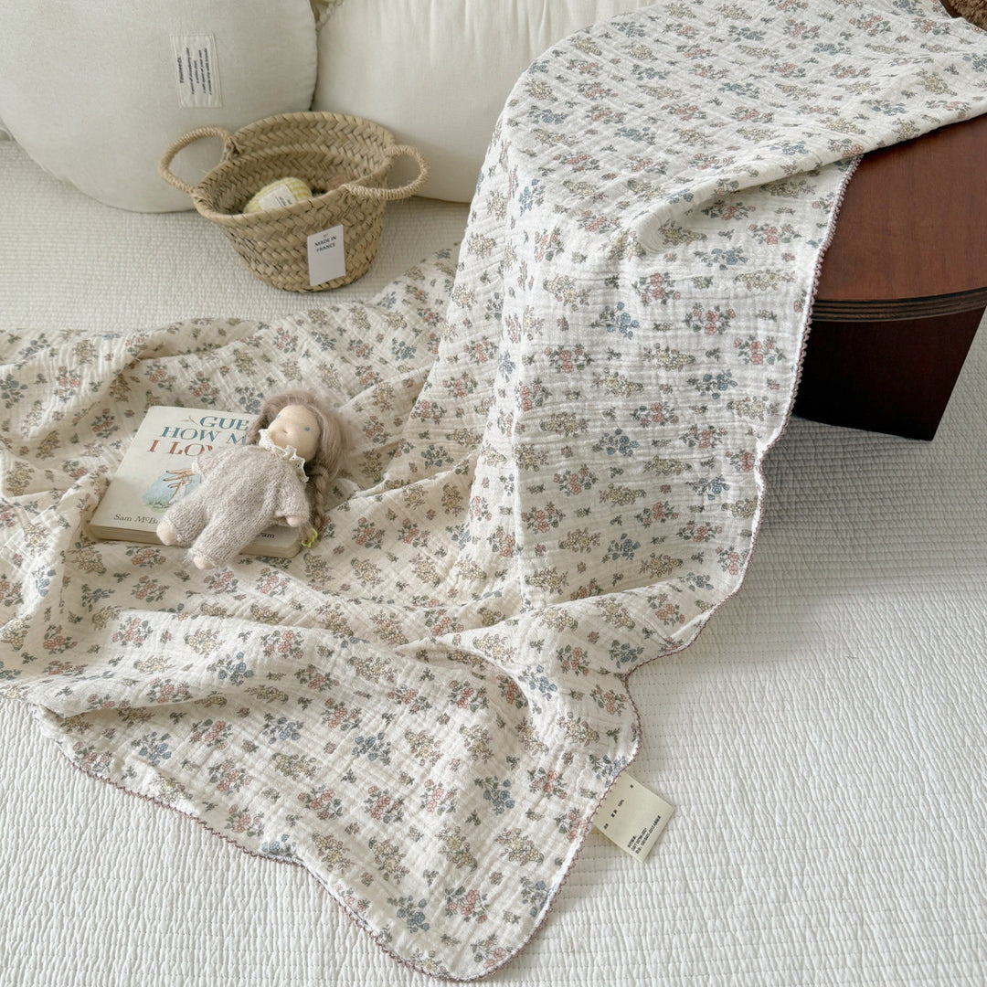 Unisex Cozy Muslin Blanket with Delicate Flower Pattern Stornfield
