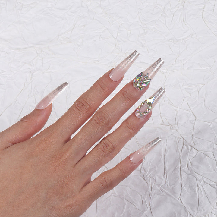 Rhinestone-Embellished Stiletto Press-On Nails Stornfield