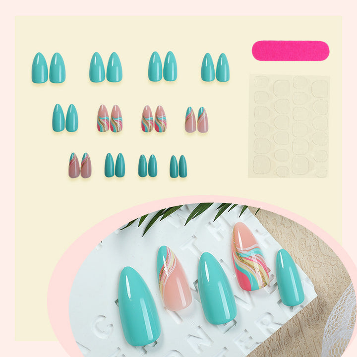 Artistic Press-On Nails Set with Unique Swirl Patterns Stornfield