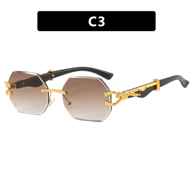 Women's fashionable sunglasses with extravagant octagonal design and golden accents Stornfield
