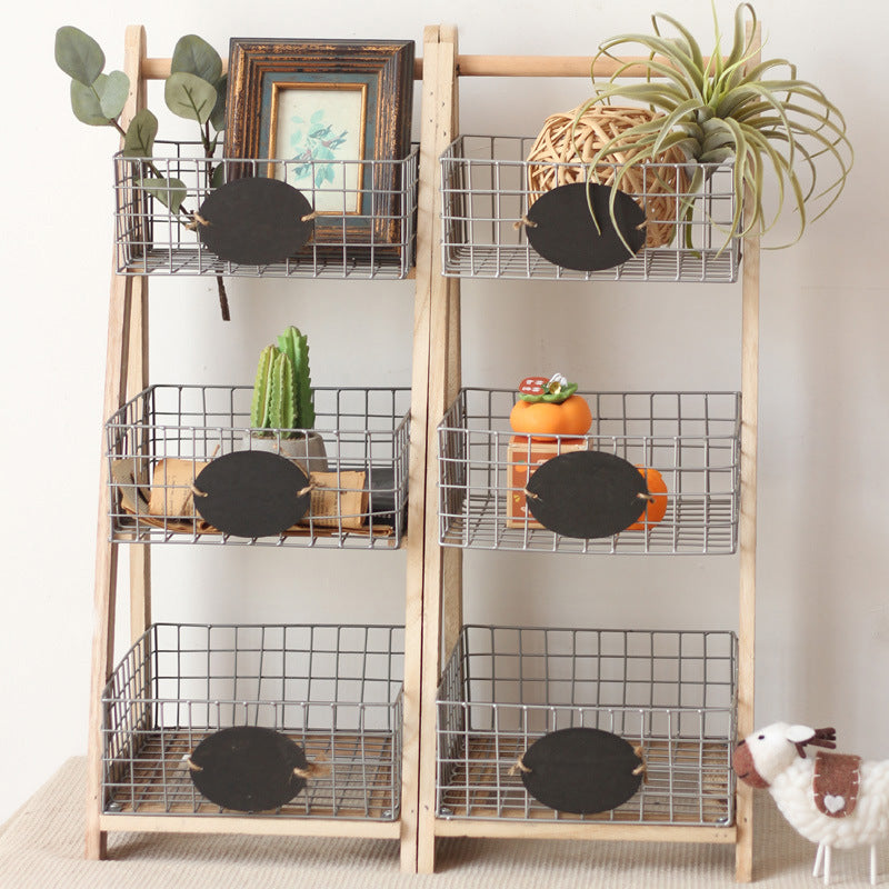 Practical stair shelf with wire baskets Stornfield
