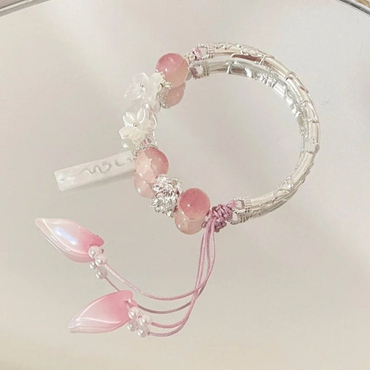 Floral Beaded Charm Bangle Bracelet Stornfield