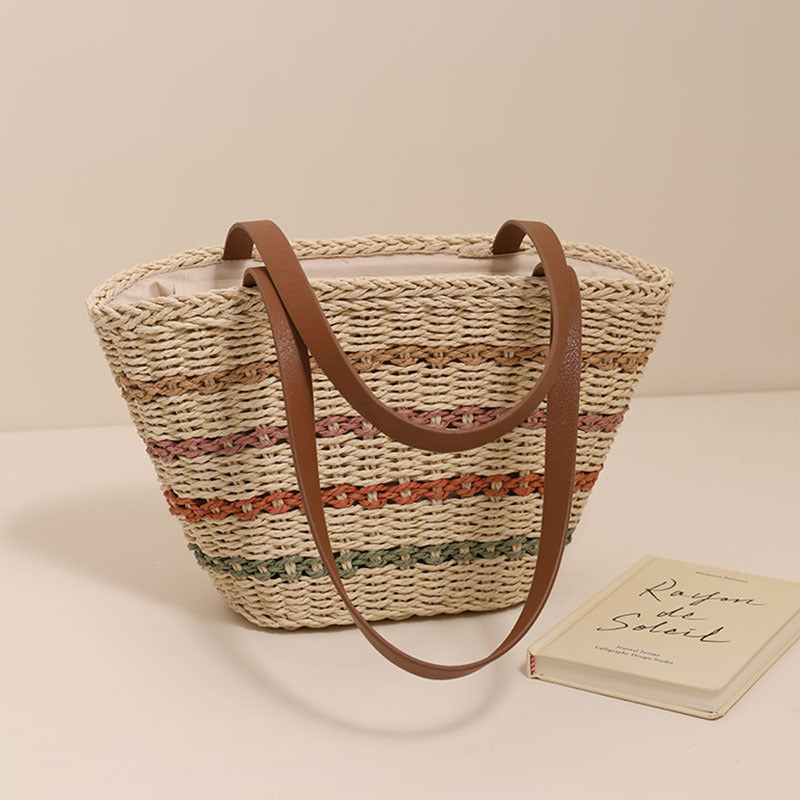 Trendy Straw Bag with Colorful Details Stornfield