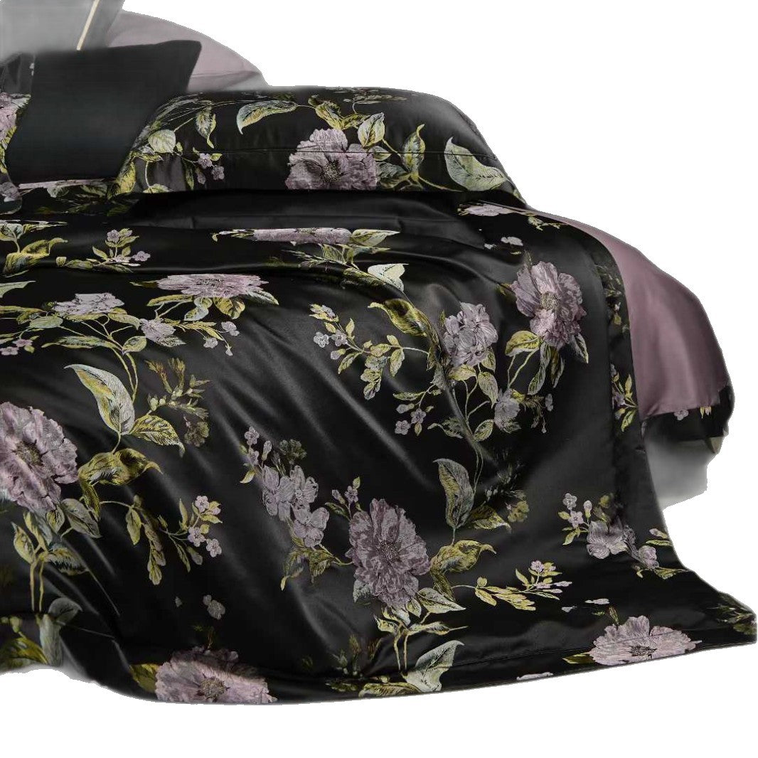 Luxury Floral Satin Bedding Duvet Cover Set