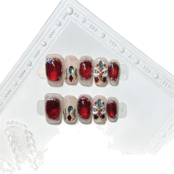 Decorative Press-On Nail Art Kit with Gemstone Accents Stornfield