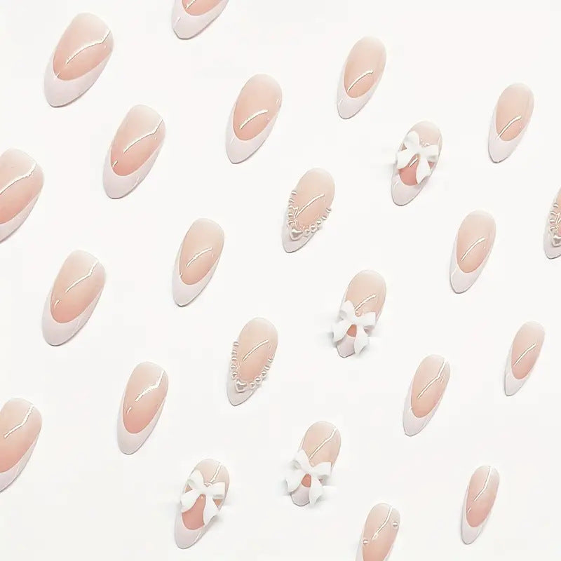 Elegant Bow-Embellished Press-On Nail Art Stornfield