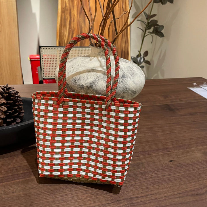 Handwoven basket bag with colorful design Stornfield