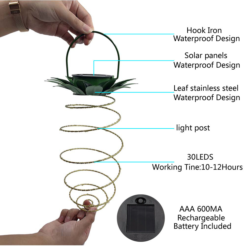 Spiral Hanging Solar LED Lantern With Lotus Canopy And Carrying Handle Stornfield