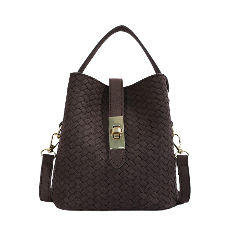 Woven Leather Bucket Handbag