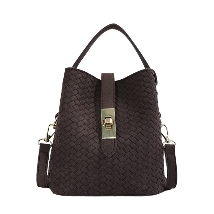 Woven Leather Bucket Handbag