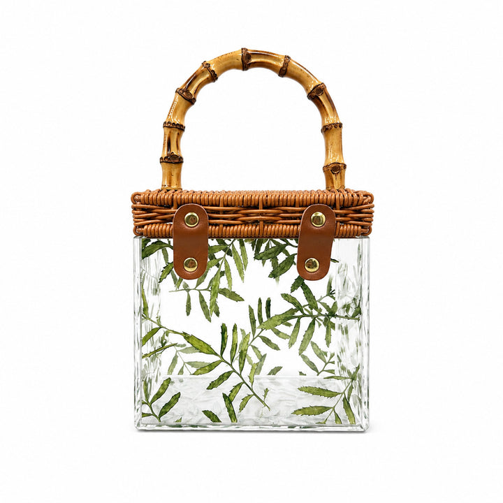 Clear Acrylic Handbag with Bamboo Handle