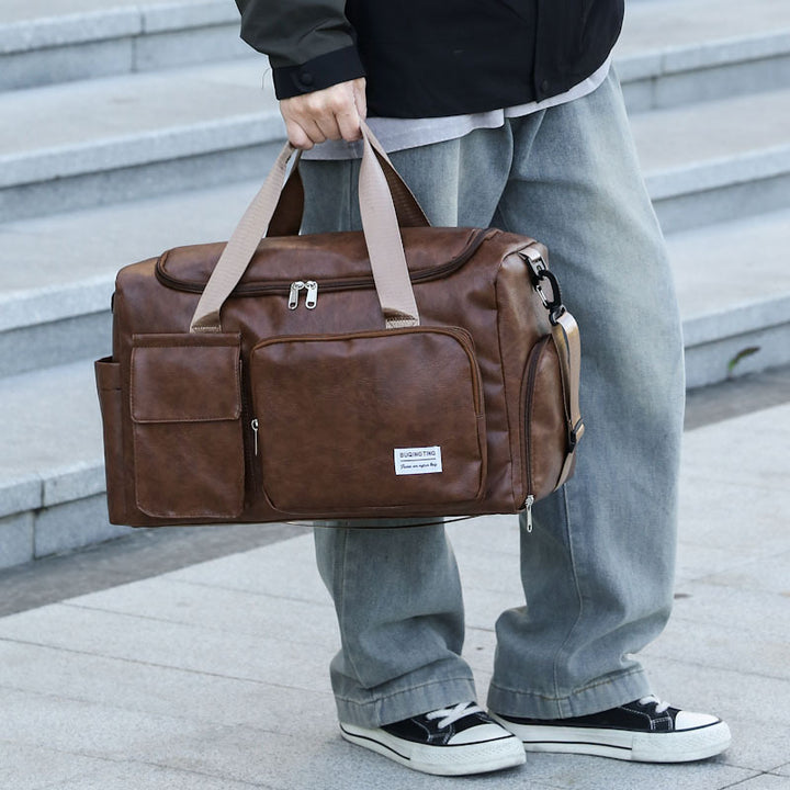Durable Vintage Leather Travel Duffel Bag Stornfield