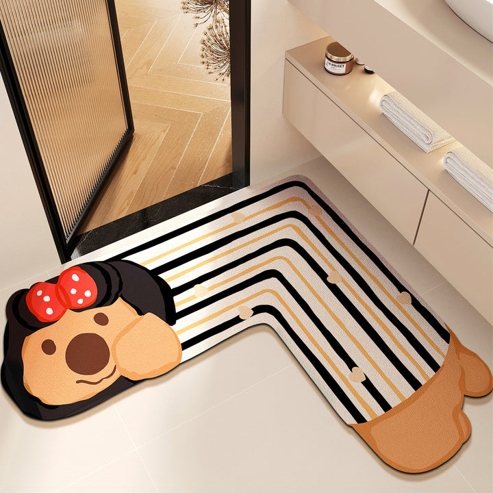 Cartoon-Themed Pet Design Bath Mat