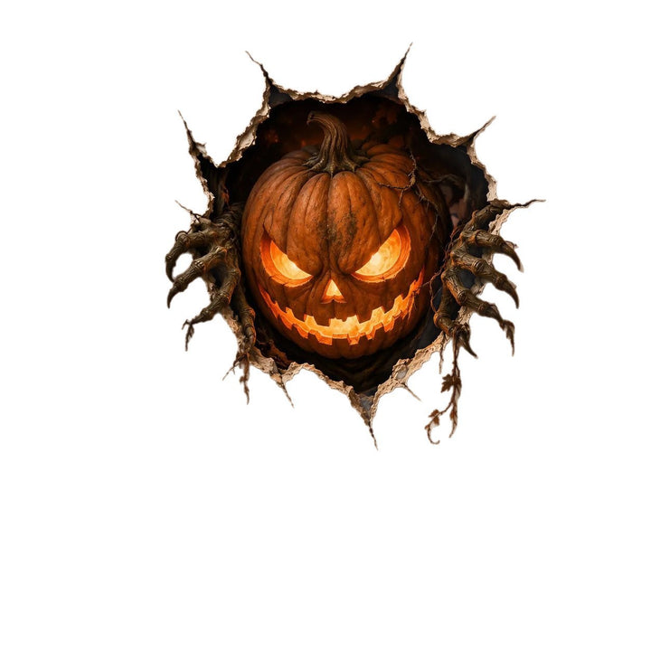Three-dimensional Halloween wall sticker witch with hole-in-wall effect and pumpkin lantern