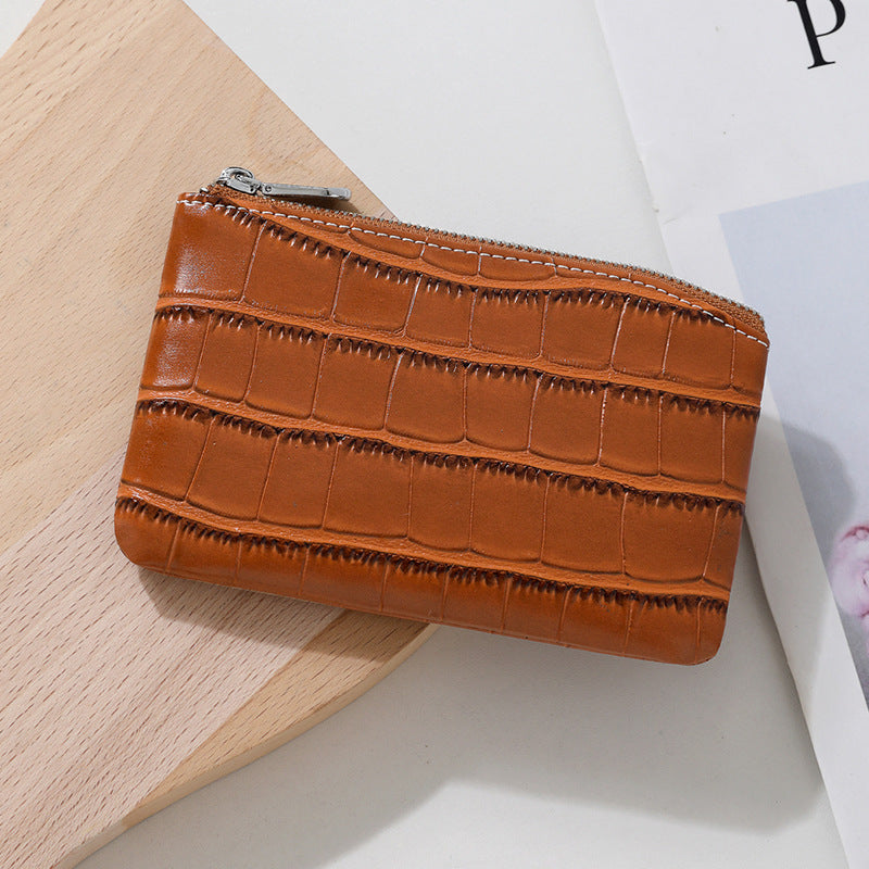 Textured Leather Zippered Card Holder