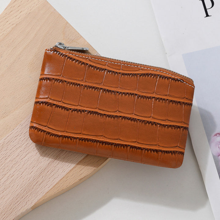 Textured Leather Zippered Card Holder