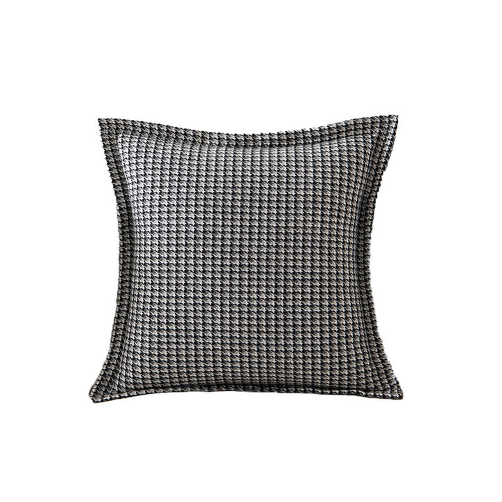 Decorative Houndstooth Textured Throw Pillow Cover with Piped Edge