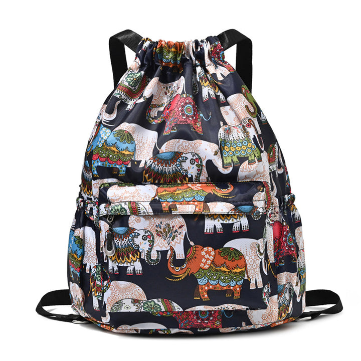 Drawstring Elephant Print Backpack Stornfield