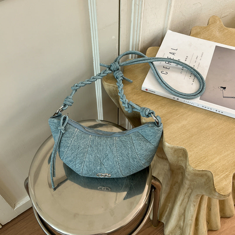 Quilted Denim Crossbody Bag