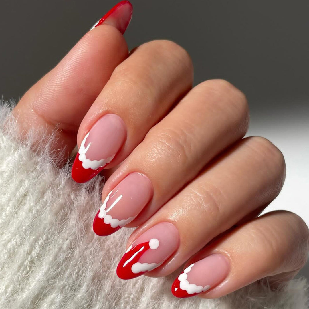 Nail art set with festive Santa motif and glitter accents Stornfield