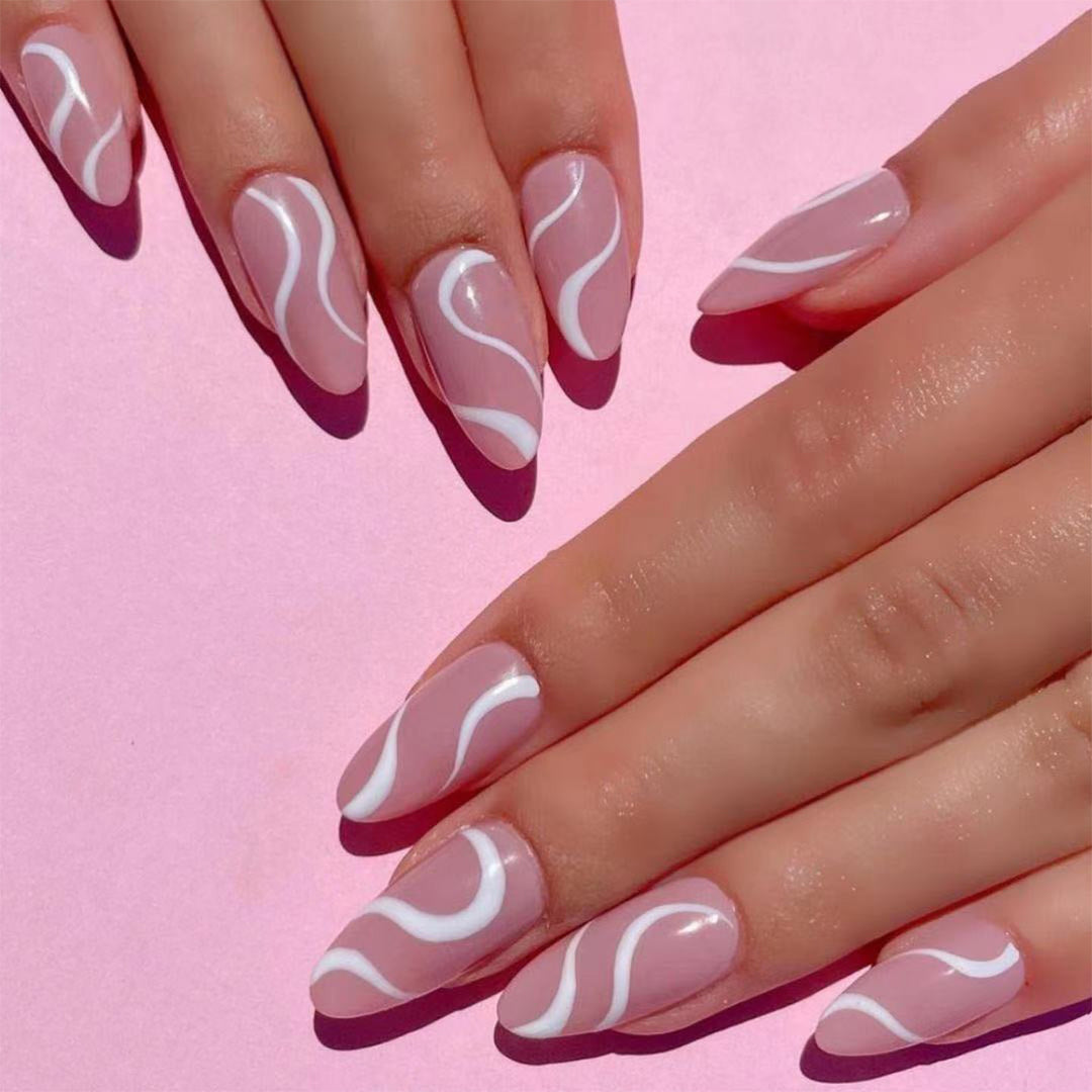 Artistic Nail Extensions with Curved Design Stornfield