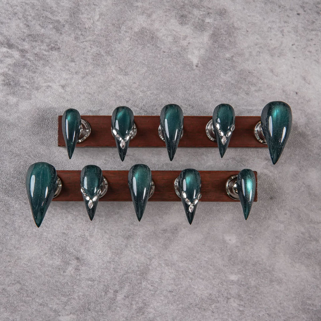 Stylish Stiletto Press-On Nails with Gem Accents