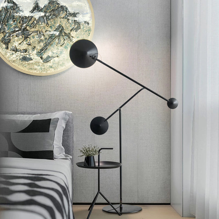 Modern Adjustable Arc Floor Lamp with Dual Spheres