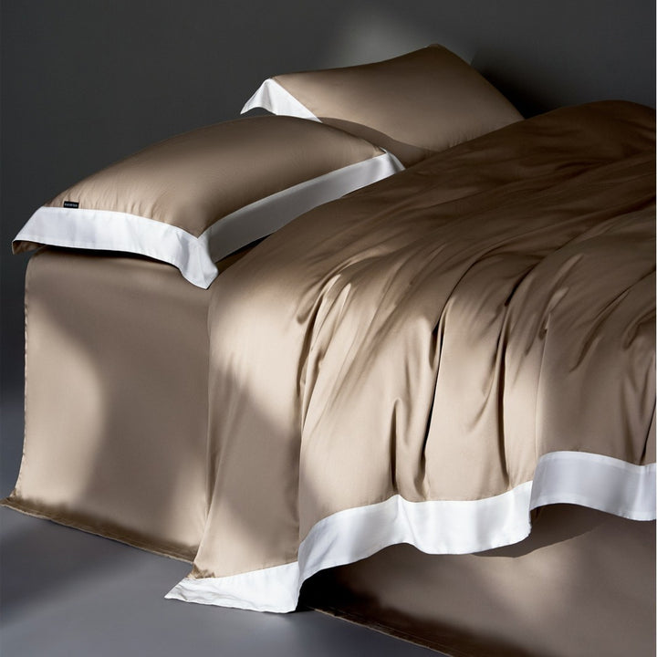 Luxury Satin Duvet Cover Set with Contrast Hem and Silk-like Finish