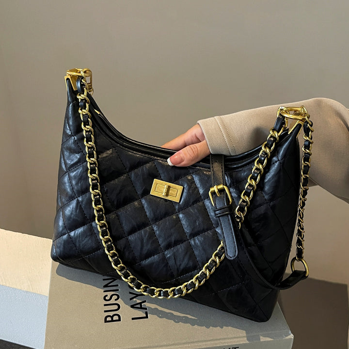 Quilted Chain-Handle Shoulder Bag