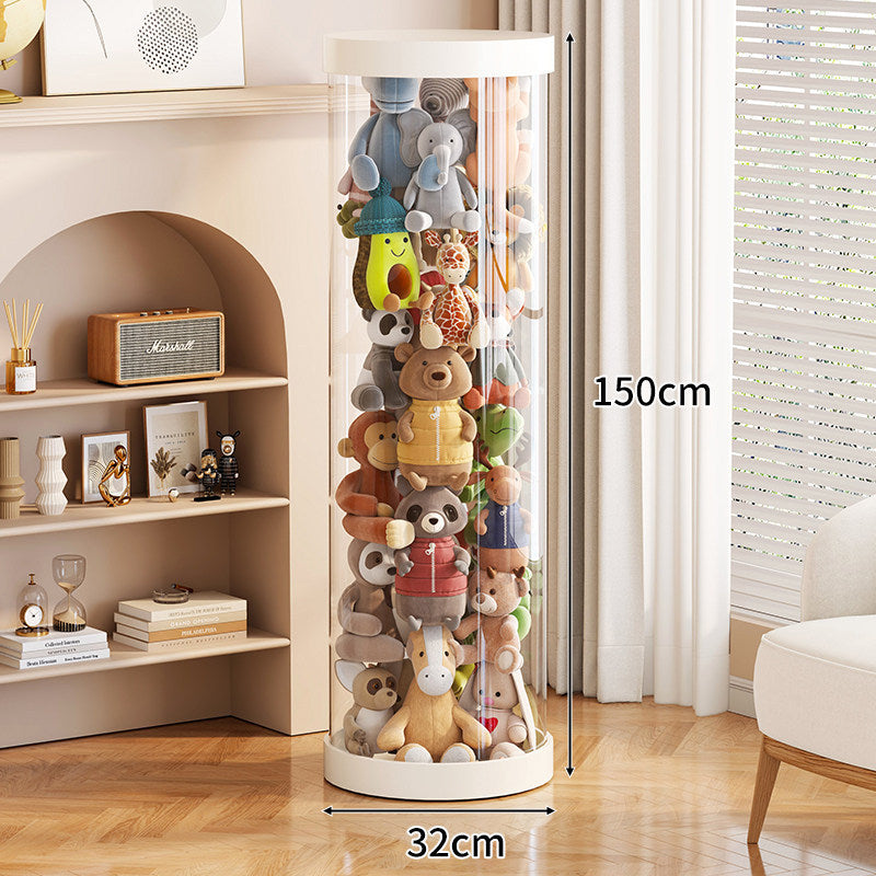 Tall Transparent Cylindrical Plush Toy Display & Storage Tower
