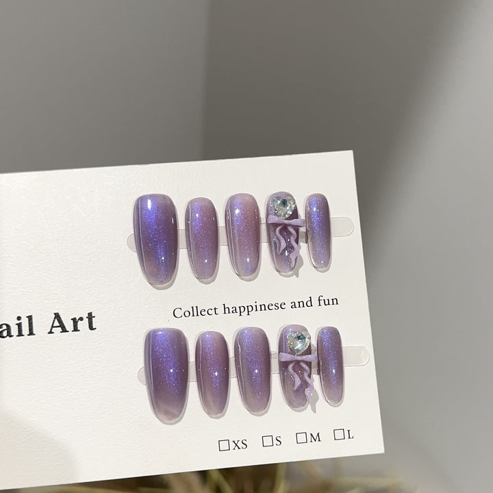 Whimsical Glittering Press-On Nail Design