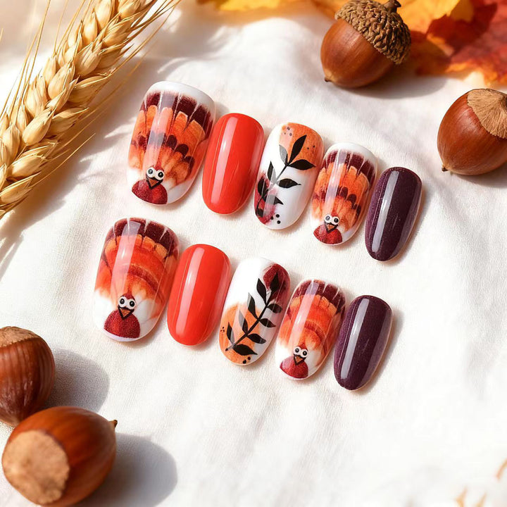 Fall-Themed Decorative Press-On Nail Art Set Stornfield