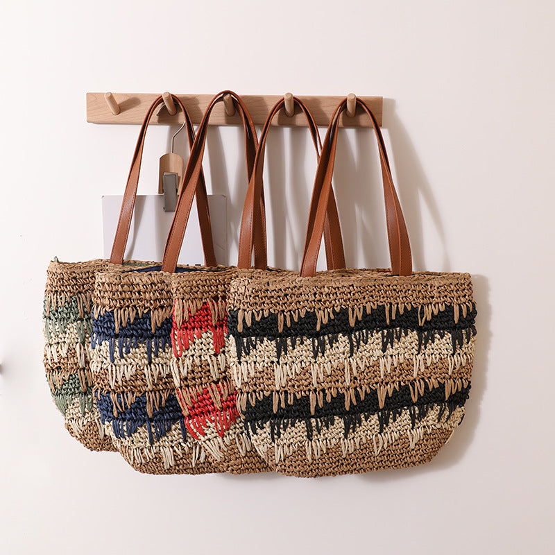 Braided tote bag with unique pattern mix Stornfield