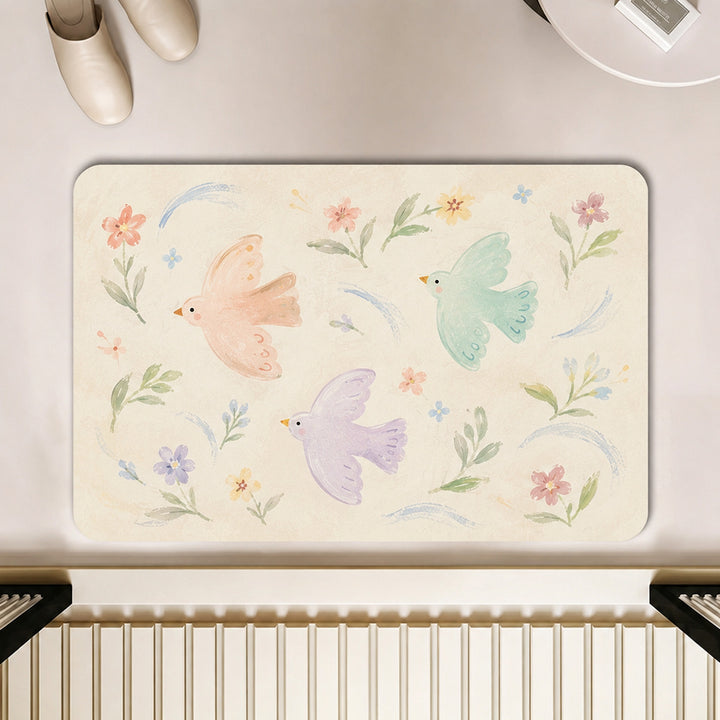 Artistic Floral Motif Bath Mat