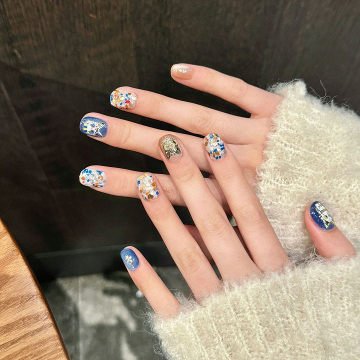 Artificial Nail Set with Colorful Glitter and Creative Designs Stornfield