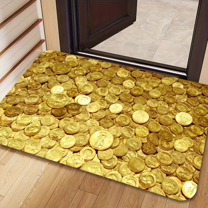 Gold Coin-Patterned Decorative Entrance Mat Stornfield