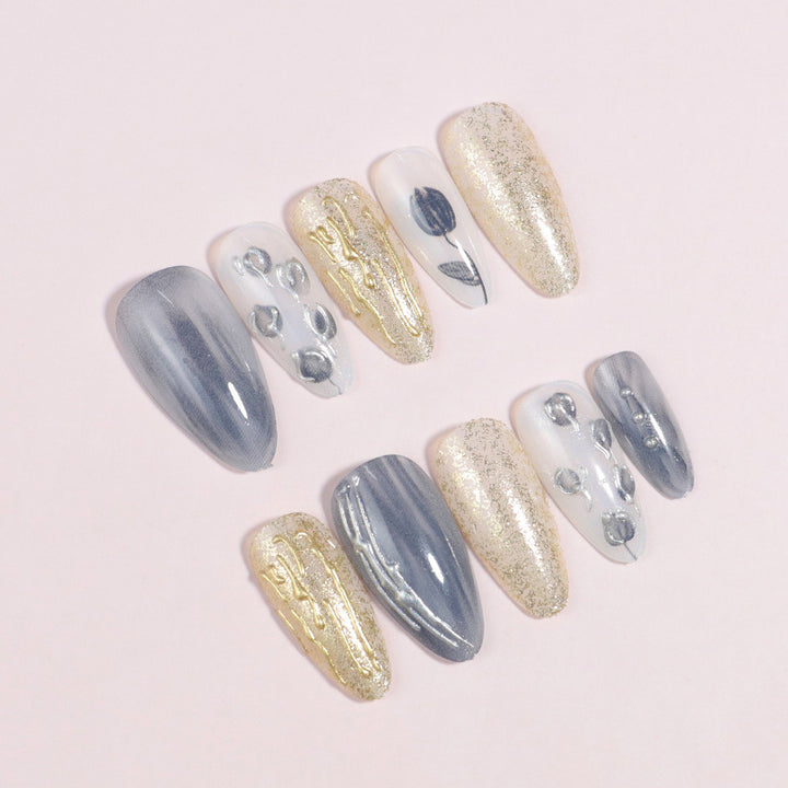 Artistic Stiletto Press-On Nail Design with Contemporary Accents Stornfield