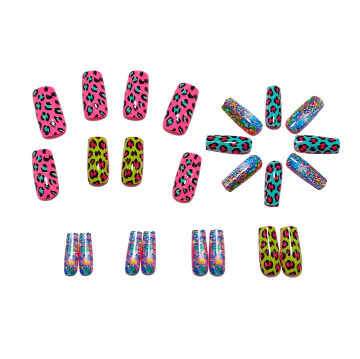 Colorful art nail creation with leopard motif Stornfield