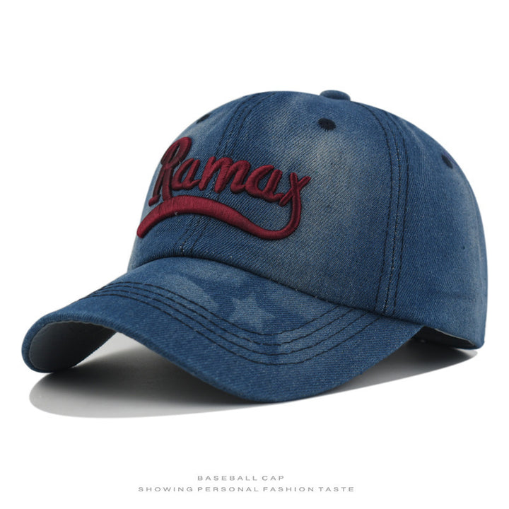 Men's Distressed Denim Embroidered Baseball Cap Stornfield