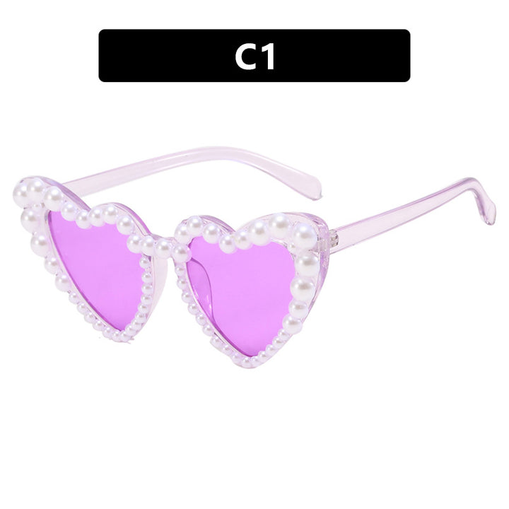 Women's Heart-Shaped Sunglasses with Pearl-Embellished Frame Stornfield